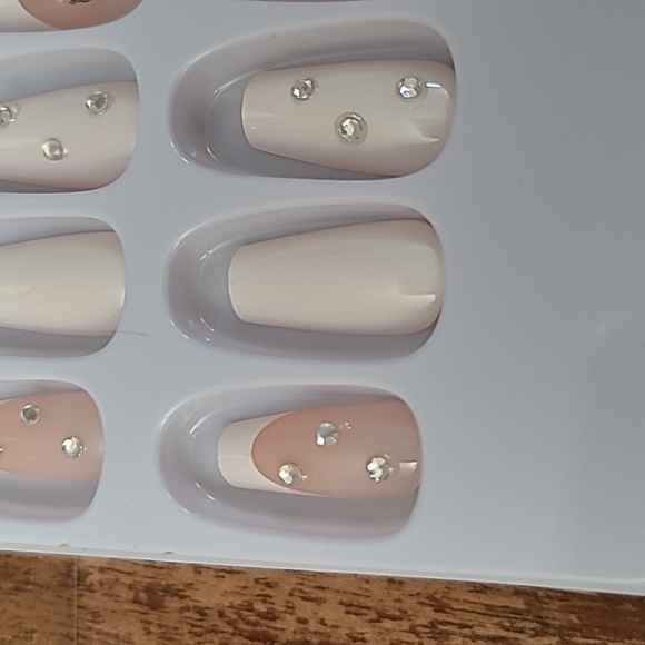 2/$16 Rhinestone Cross French Manicure Press on Nails - Picture 14 of 16